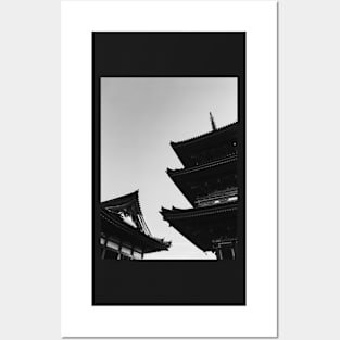 Roofs of Japanese Pagoda in Black and White Posters and Art